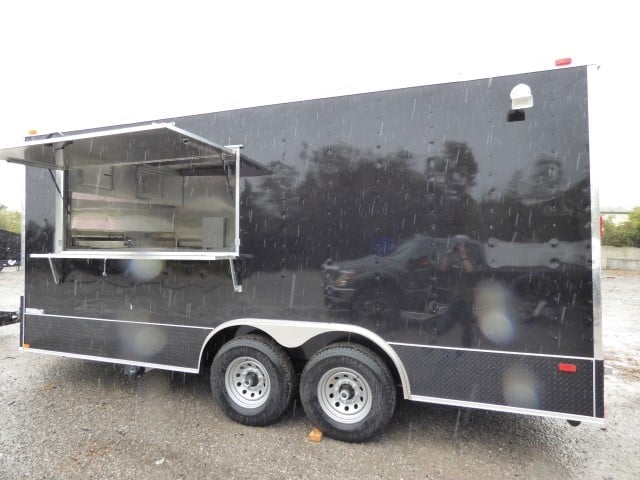 8.5' x 18' Black Catering Event Concession Food Trailer