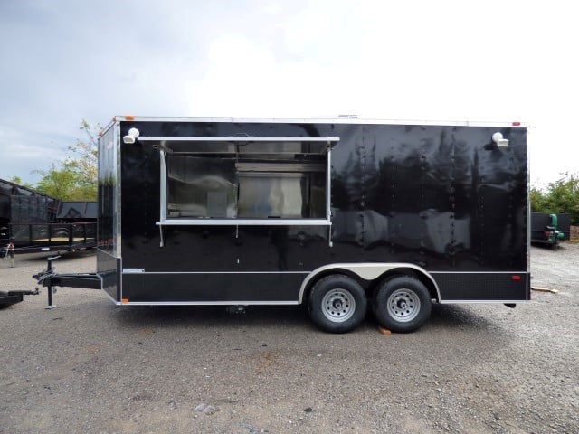 8.5' x 18' Black Catering Event Concession Food Trailer