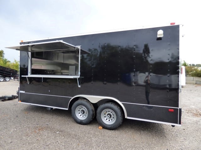 8.5' x 18' Black Catering Event Concession Food Trailer