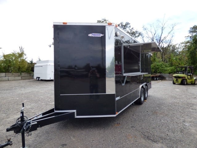 8.5' x 18' Black Catering Event Concession Food Trailer