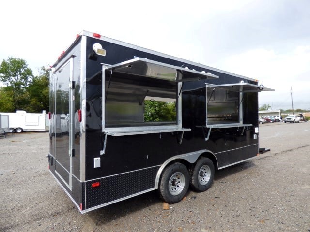 8.5' x 18' Black Catering Event Concession Food Trailer