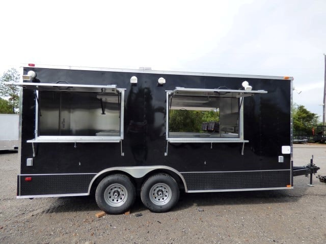 8.5' x 18' Black Catering Event Concession Food Trailer