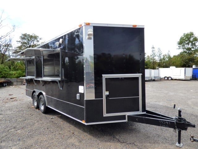 8.5' x 18' Black Catering Event Concession Food Trailer