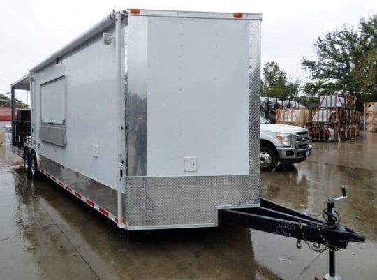 8.5' x 28' Concession Trailer White Catering Event