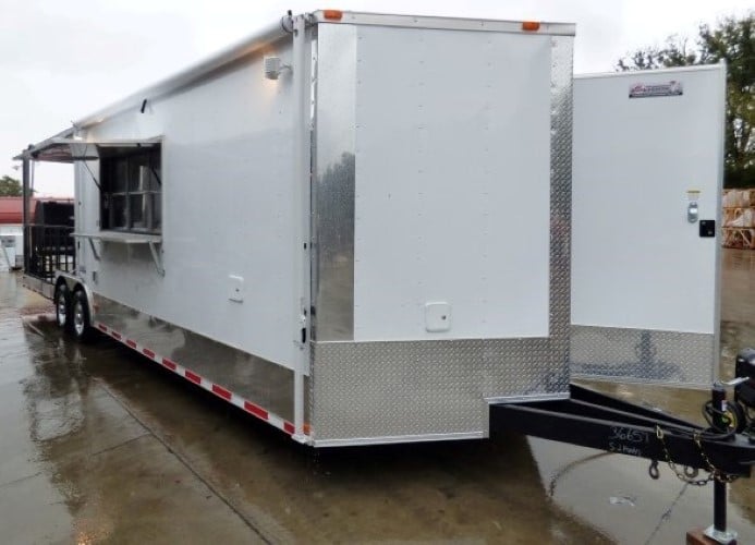 8.5' x 28' Concession Trailer White With Appliances