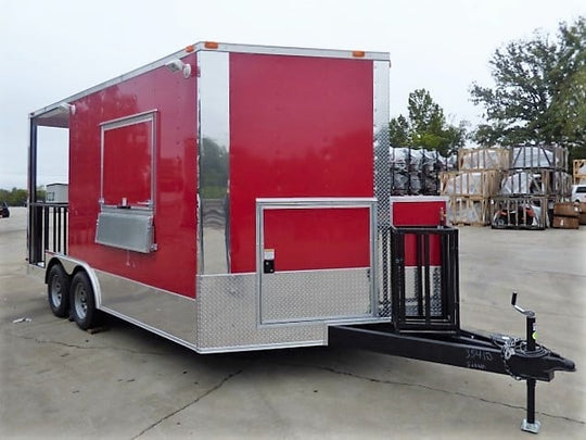 8.5' x 16' Concession Food Trailer Red BBQ Event Catering