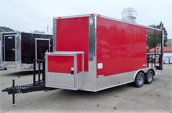 8.5' x 16' Concession Food Trailer Red BBQ Event Catering