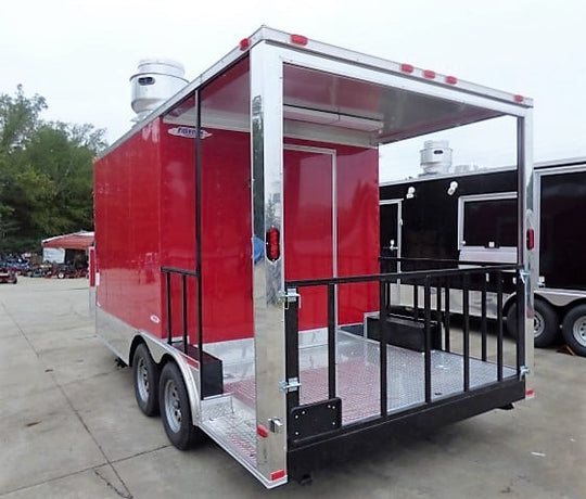 8.5' x 16' Concession Food Trailer Red BBQ Event Catering