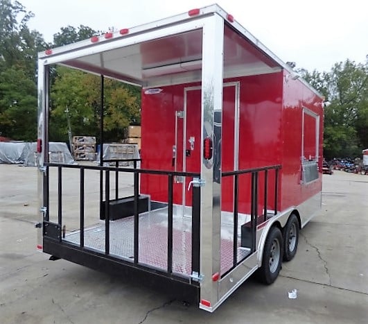 8.5' x 16' Concession Food Trailer Red BBQ Event Catering