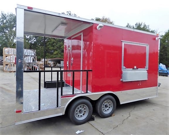 8.5' x 16' Concession Food Trailer Red BBQ Event Catering