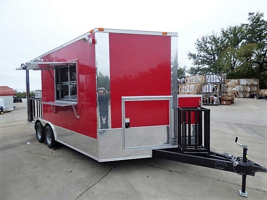 8.5' x 16' Concession Food Trailer Red BBQ Event Catering