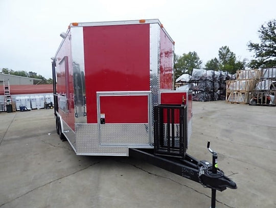 8.5' x 16' Concession Food Trailer Red BBQ Event Catering