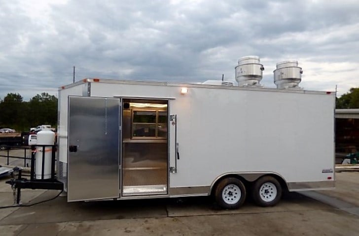 8.5' x 18' White Catering Event Concession Food Trailer With Appliances