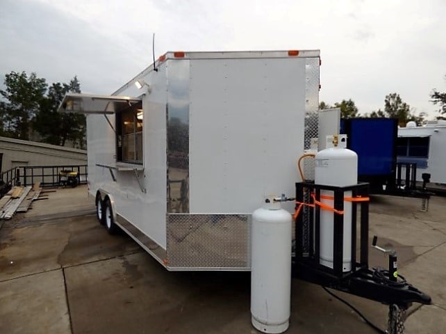 8.5' x 18' White Catering Event Concession Food Trailer With Appliances