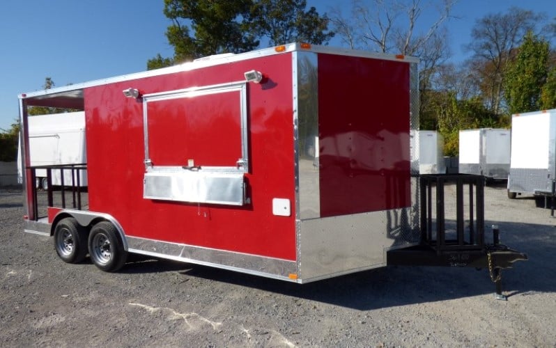 8.5' x 17' Concession Food Red Catering Event Trailer