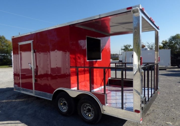 8.5' x 17' Concession Food Red Catering Event Trailer