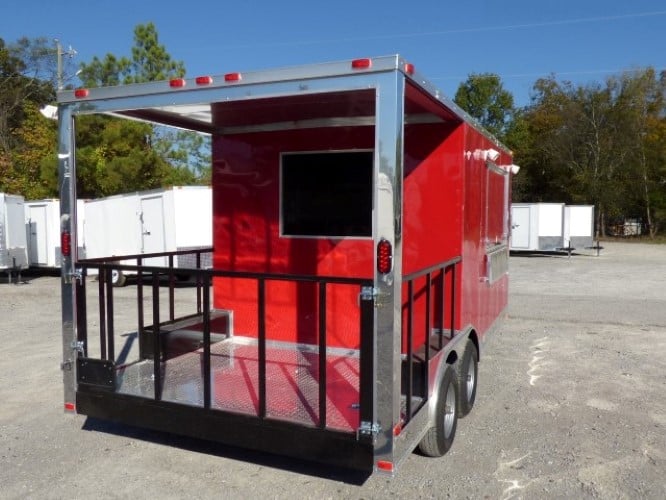 8.5' x 17' Concession Food Red Catering Event Trailer