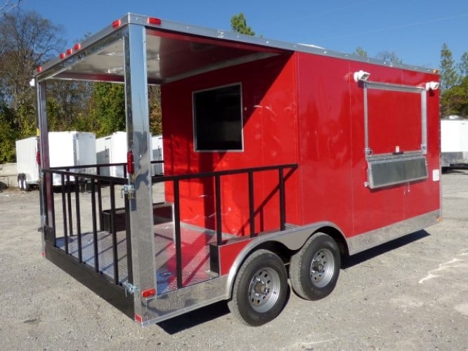 8.5' x 17' Concession Food Red Catering Event Trailer