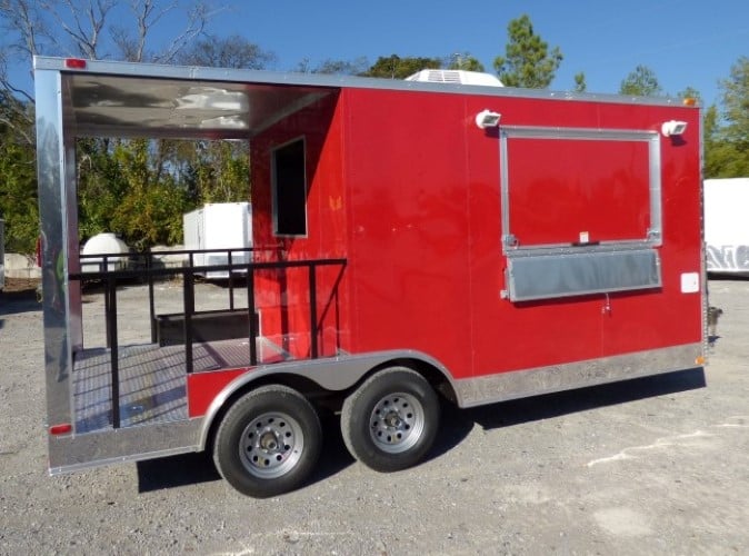 8.5' x 17' Concession Food Red Catering Event Trailer