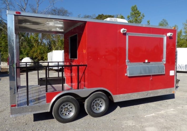 8.5' x 17' Concession Food Red Catering Event Trailer