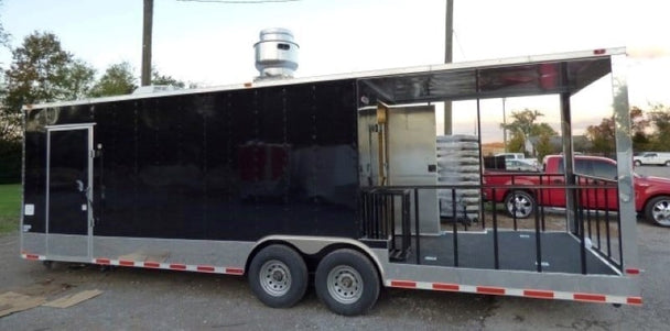 8.5' x 28' Black Concession Catering Event Food Trailer