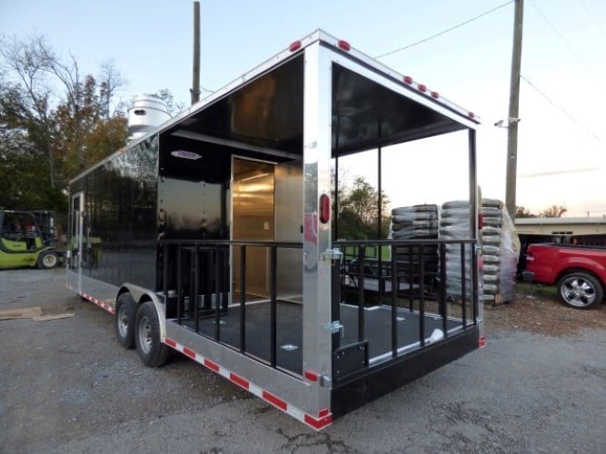 8.5' x 28' Black Concession Catering Event Food Trailer