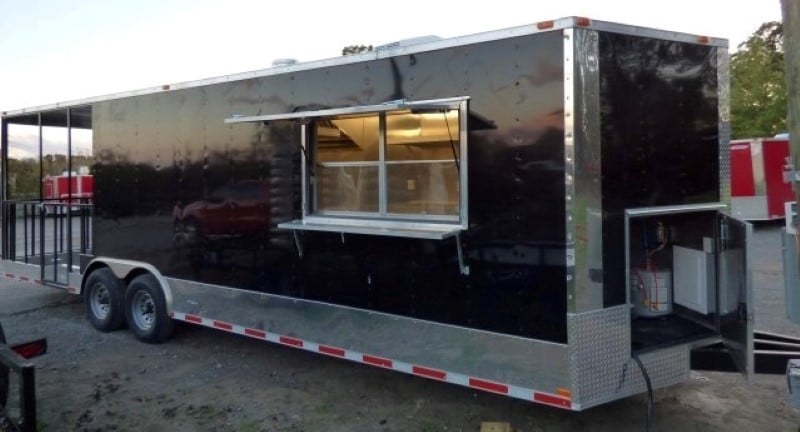 8.5' x 28' Black Concession Catering Event Food Trailer