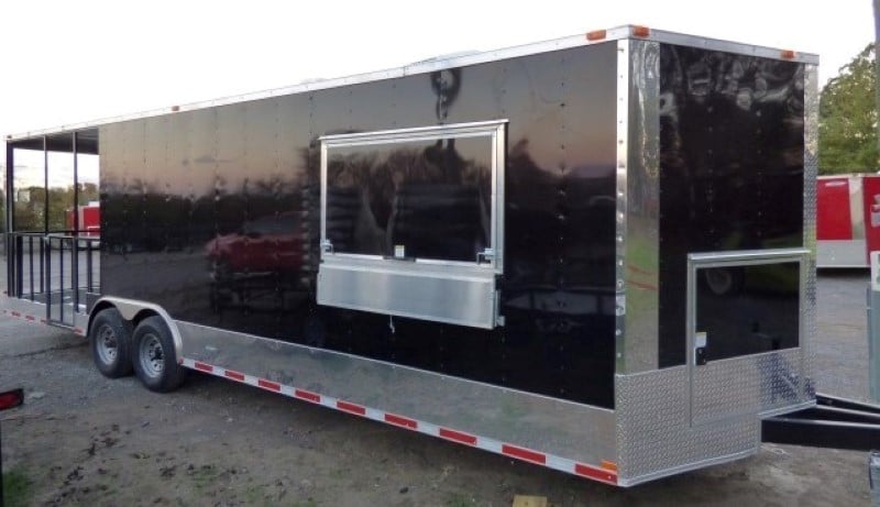 8.5' x 28' Black Concession Catering Event Food Trailer