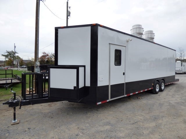 8.5' x 28' White Catering Event Trailer Concession Food Trailer