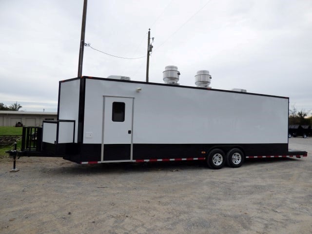 8.5' x 28' White Catering Event Trailer Concession Food Trailer