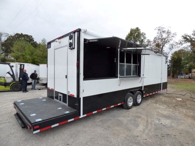 8.5' x 28' White Catering Event Trailer Concession Food Trailer