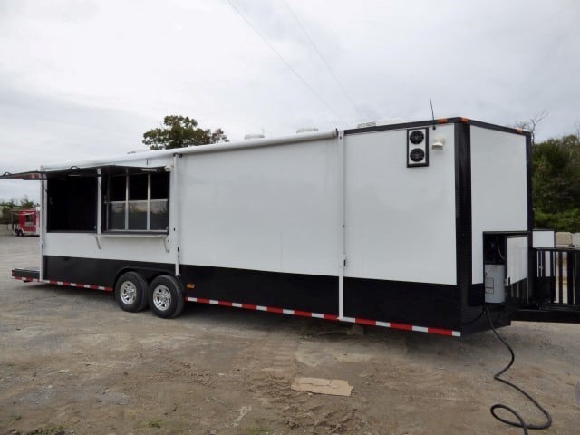 8.5' x 28' White Catering Event Trailer Concession Food Trailer