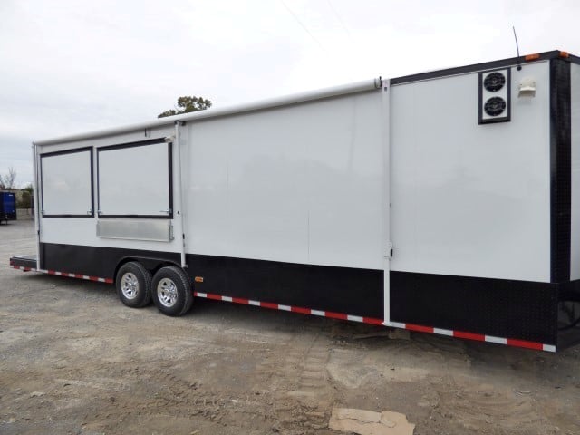 8.5' x 28' White Catering Event Trailer Concession Food Trailer