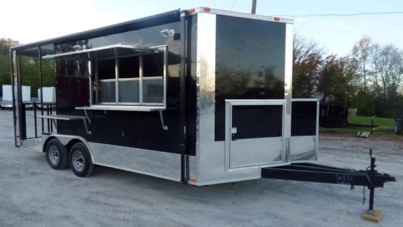 8.5' x 18' Concession Trailer Black Catering Event