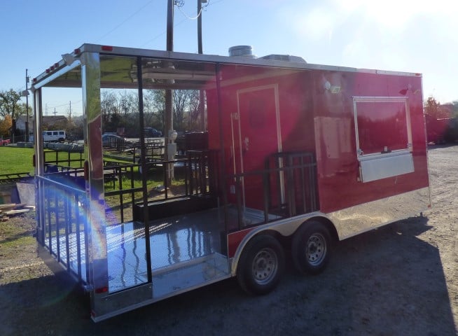 8.5' X 20' Red BBQ Event Catering Concession Food Trailer