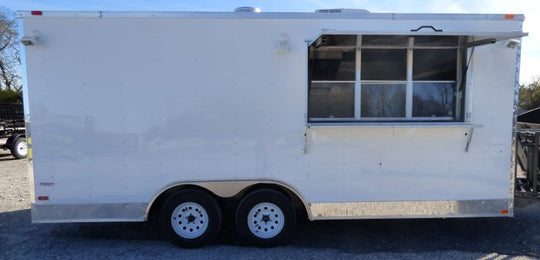 8.5' x 18' Concession Trailer White Catering Event