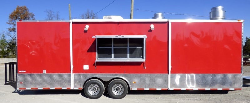 8.5' x 28' Concession Food Trailer Red Catering Event