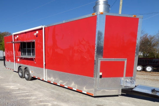 8.5' x 28' Concession Food Trailer Red Catering Event