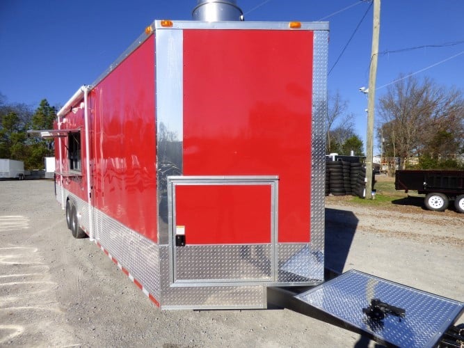 8.5' x 28' Concession Food Trailer Red Catering Event