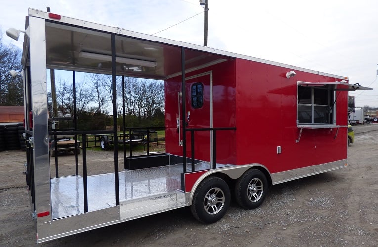 8.5' x 22' Concession Food Trailer Red Catering Event