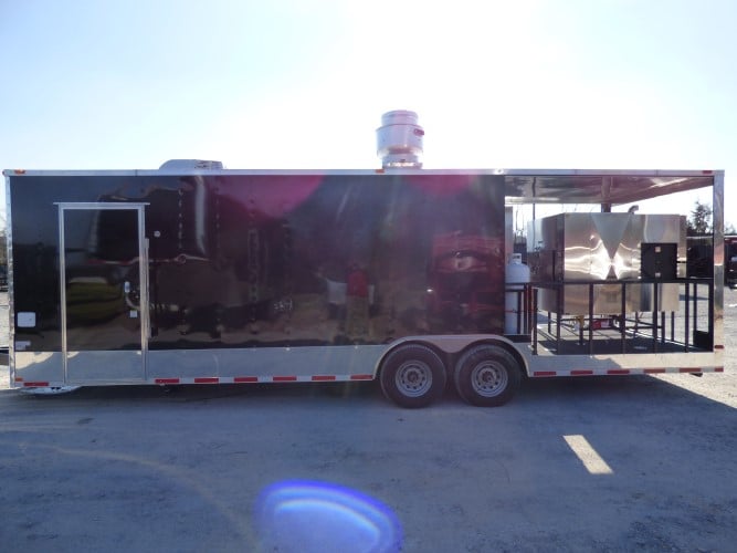 8.5' x 28' Black Catering Event Concession Food Trailer