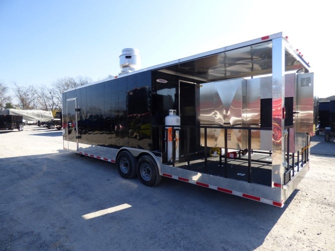 8.5' x 28' Black Catering Event Concession Food Trailer