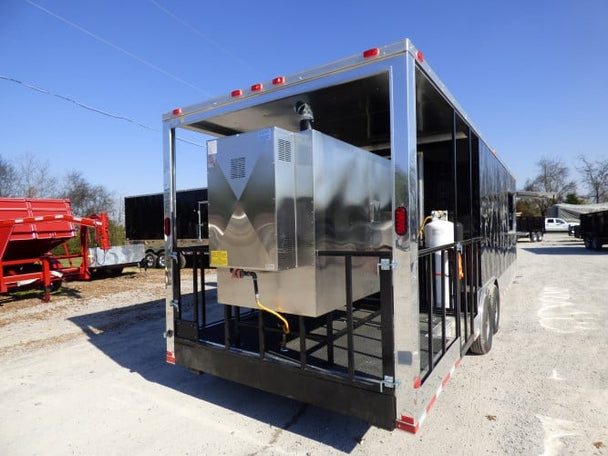 8.5' x 28' Black Catering Event Concession Food Trailer