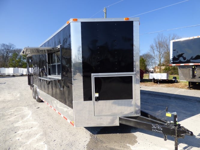 8.5' x 28' Black Catering Event Concession Food Trailer