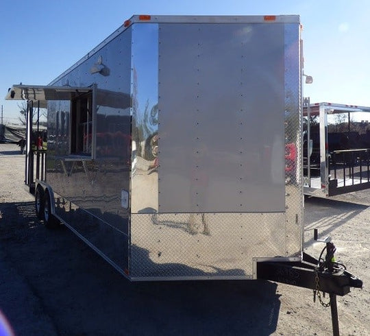 8.5' x 24' Concession Food Trailer Silver Frost BBQ Event Catering