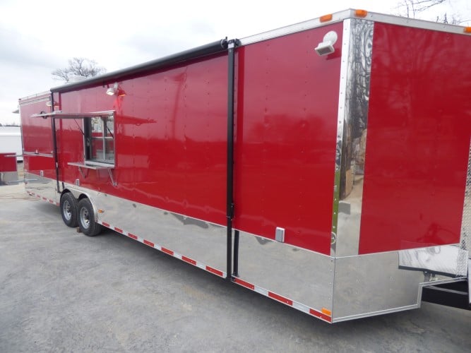 8.5' x 30' Concession Food Trailer Red BBQ Event Catering