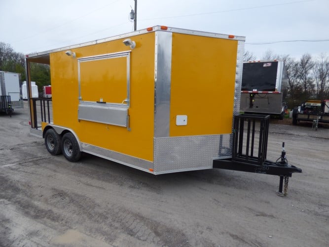 8.5' x 16' Concession Food Trailer Yellow Event Catering