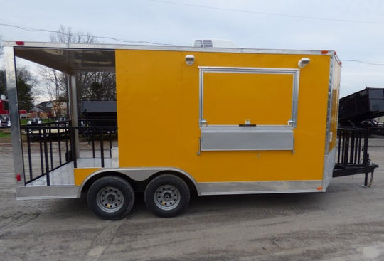 8.5' x 16' Concession Food Trailer Yellow Event Catering