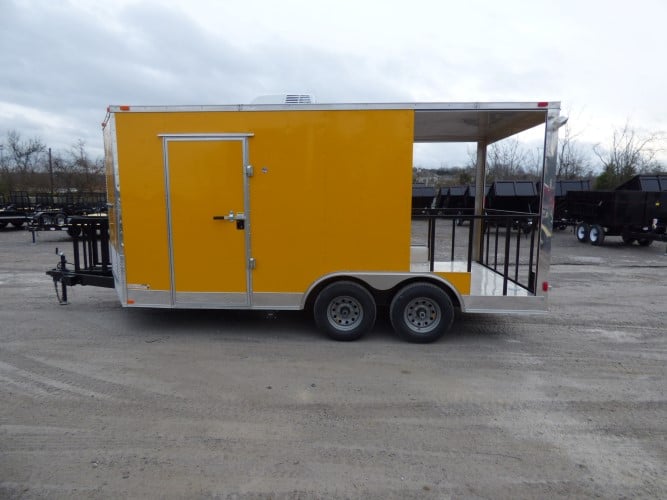 8.5' x 16' Concession Food Trailer Yellow Event Catering