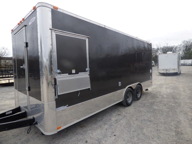 8.5' x 20' Concession Food Trailer Charcoal Grey Event Catering